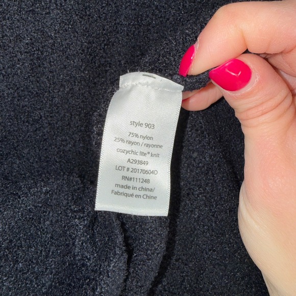 Barefoot Dreams Cardigan Women L/XL Black Excellent CozyChic Lite Duster 903 - Picture 6 of 6